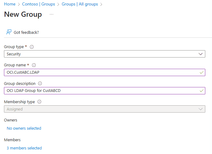 Create a new AD group