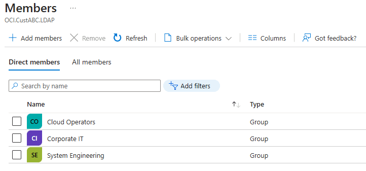 Add users and groups to LDAP AD group
