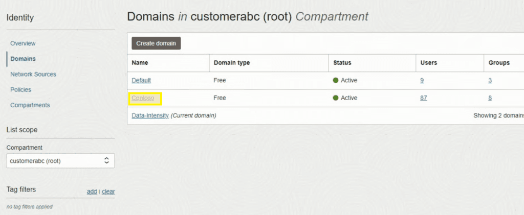 Organization Domain Selection