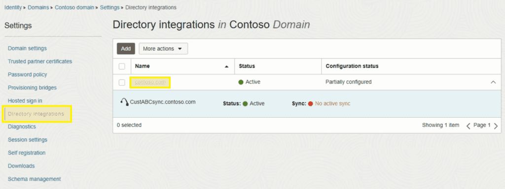 OCI Directory Integrations Configuration