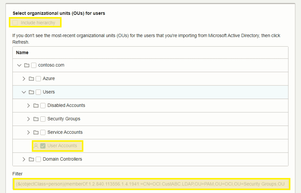 User Objects Configuration