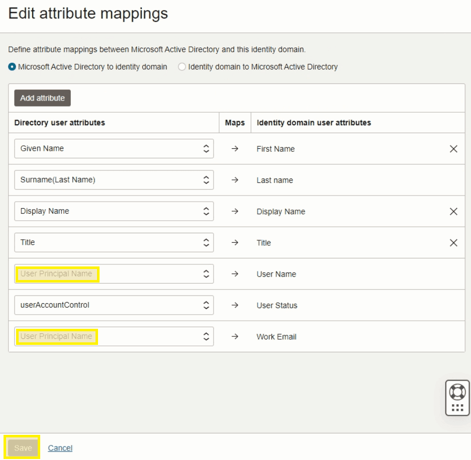 Attribute Mapping Configuration