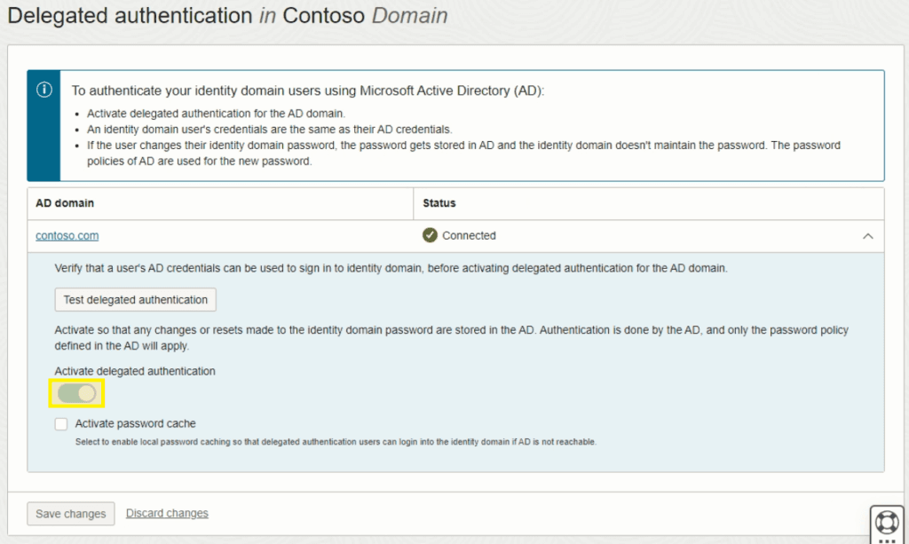 Delegated Authentication Activation
