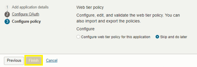 Finish Configuration